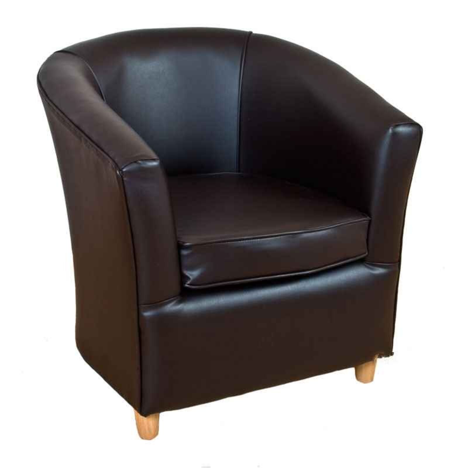 Product photograph of Leather Bucket Tub Chair Cappuccino from Designer Sofas 4U