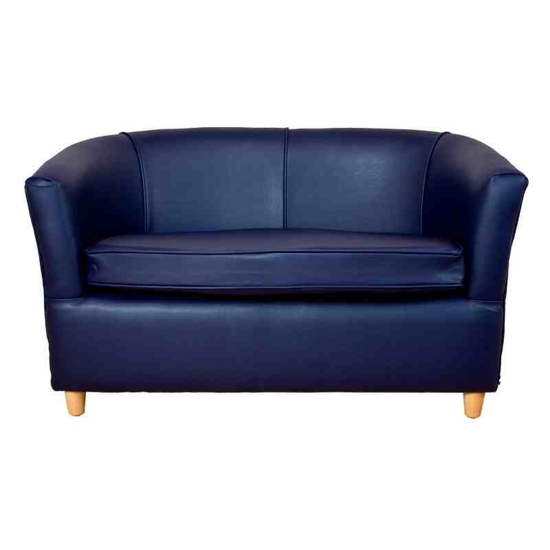 Product photograph of Faux Leather Bucket Tub Chair Navy Blue from Designer Sofas 4U