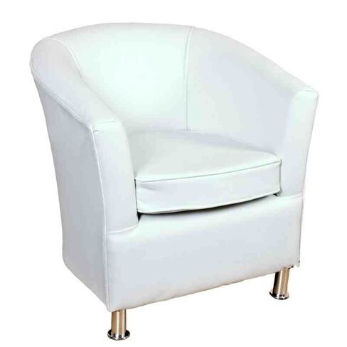 Leather Bucket Tub Chair White