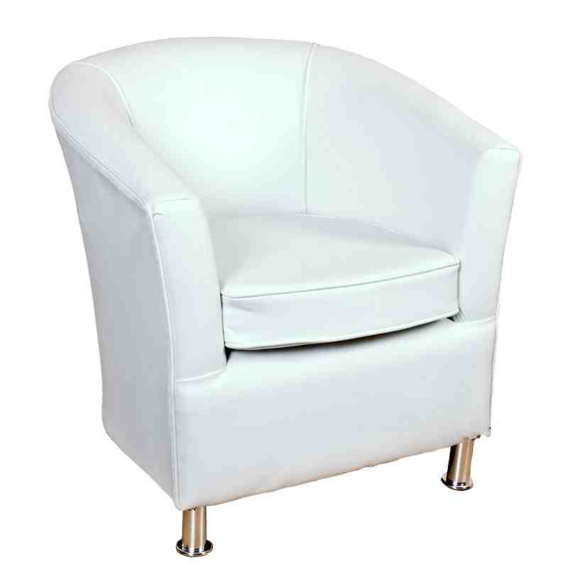 Exclusive White Leather Bucket Tub Chair, White Leather Swivel Tub Chair