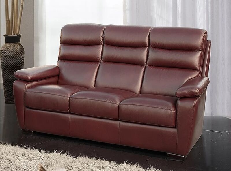 Product photograph of Amalfi 3 Seater Italian Leather Sofa Offer Wine from Designer Sofas 4U
