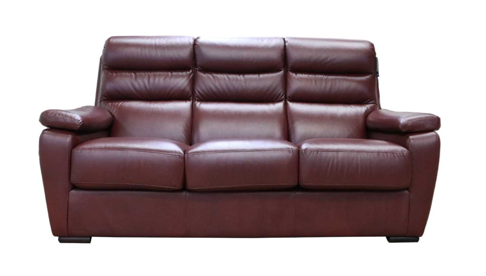 Product photograph of Amalfi Italian Wine Leather Sofa 3 Seater Settee Stock from Designer Sofas 4U