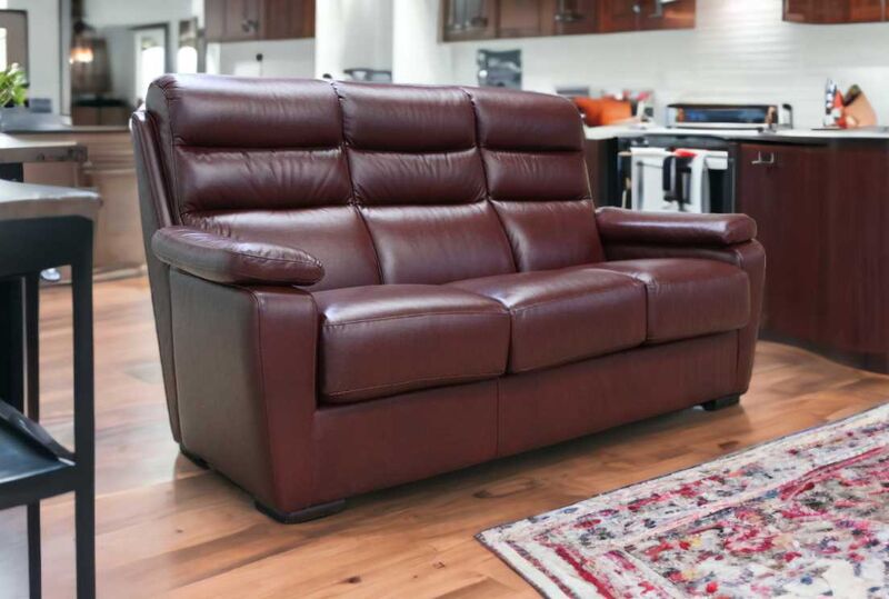 Product photograph of Amalfi Italian Wine Leather Sofa 3 Seater Settee from Designer Sofas 4U