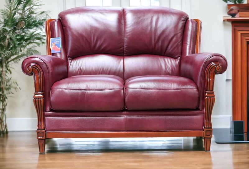 Product photograph of Ancona 2 Seater Italian Leather Sofa Settee Burgandy from Designer Sofas 4U