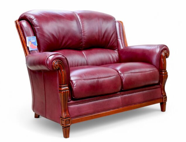 Ancona 2 Seater Italian Leather Sofa Settee Burgandy