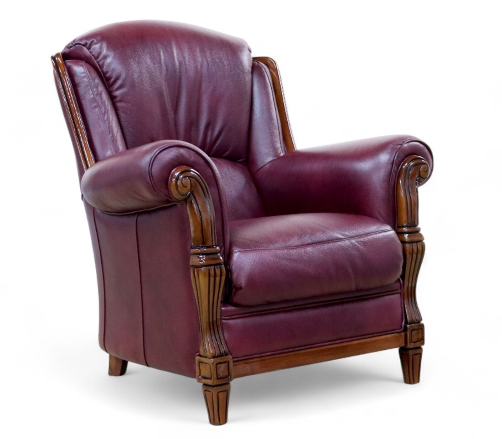 Ancona Armchair Genuine Italian Leather Burgandy