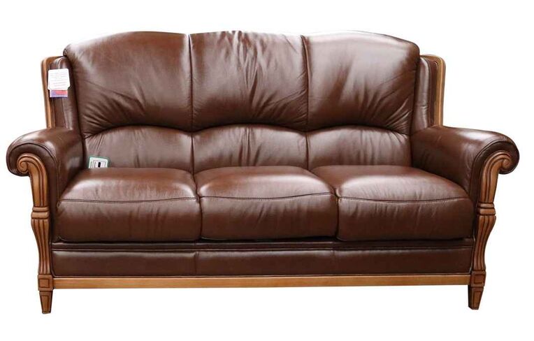 Ancona 3 Seater Italian Leather Sofa Settee Tabak Brown