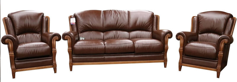 Product photograph of Ancona 3 1 1 Seater Italian Leather Sofa Settee Tabak Brown from Designer Sofas 4U