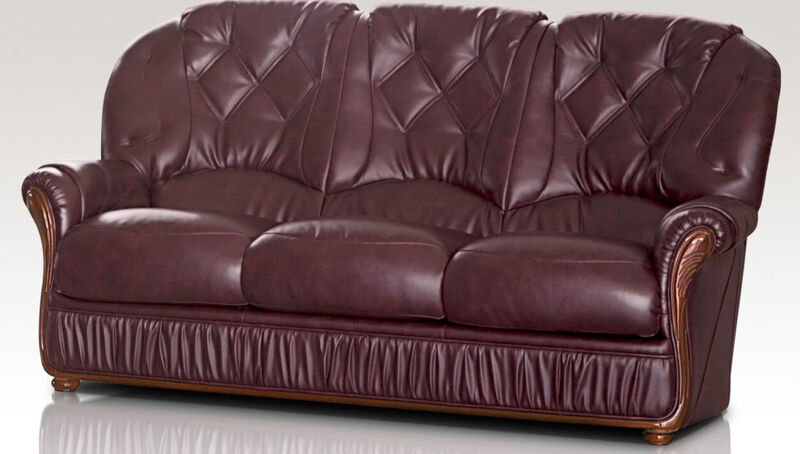 Product photograph of Neptune Range Genuine Italian Leather 3 Seater Sofa Settee Burgundy from Designer Sofas 4U