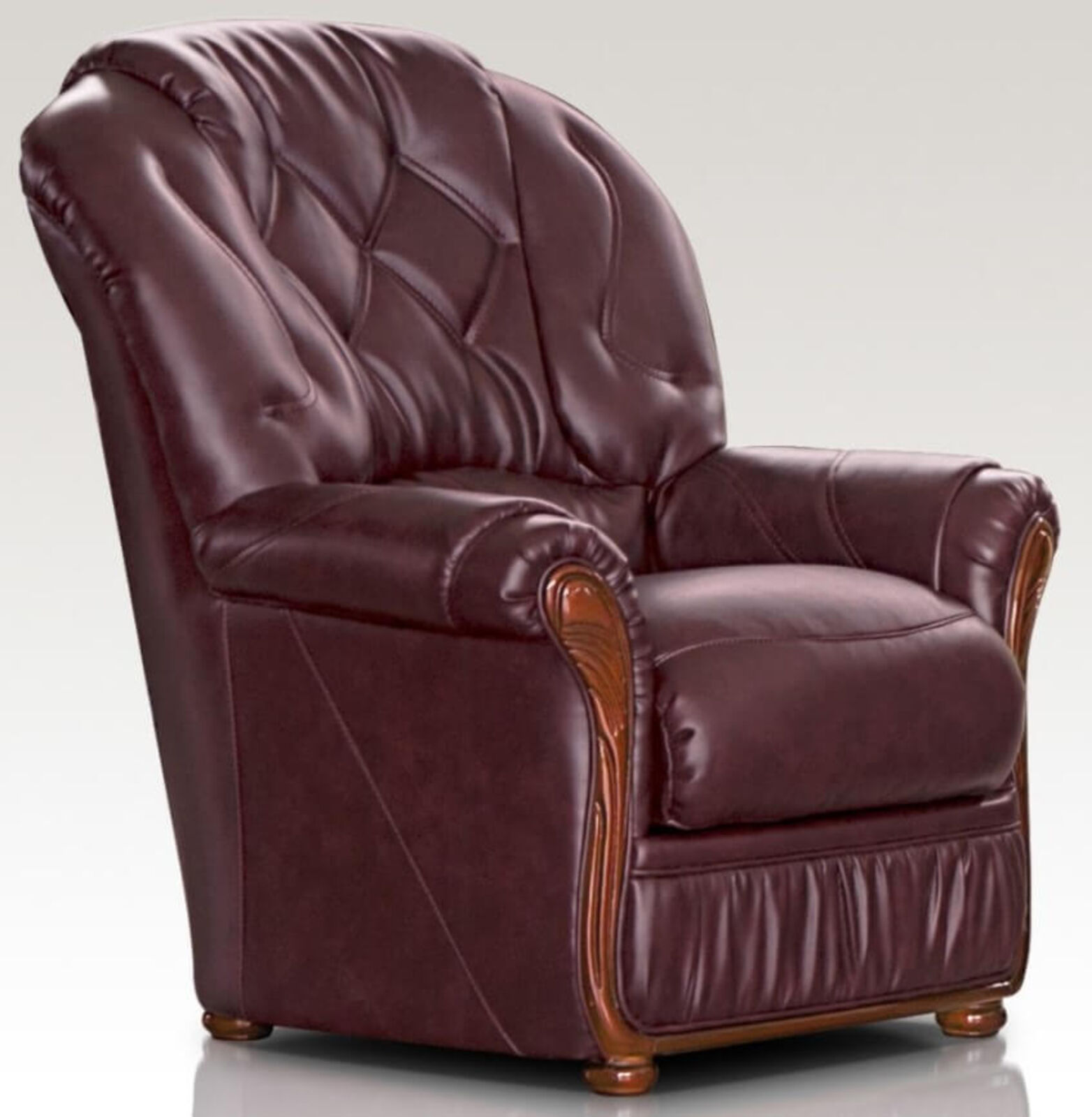 Product photograph of Neptune Range Genuine Italian Sofa Armchair Burgandy Leather from Designer Sofas 4U