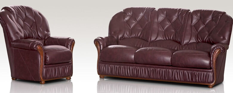 Rome 3 Seater + Armchair Genuine Italian Burgandy Leather Sofa Suite Offer