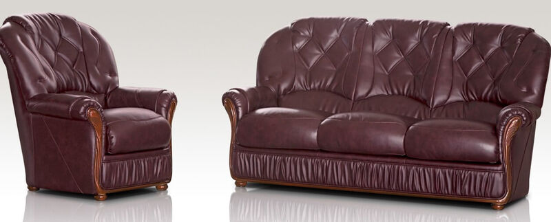 Product photograph of Alabama 3 Seater Armchair Genuine Italian Burgandy Leather Amp Hellip from Designer Sofas 4U