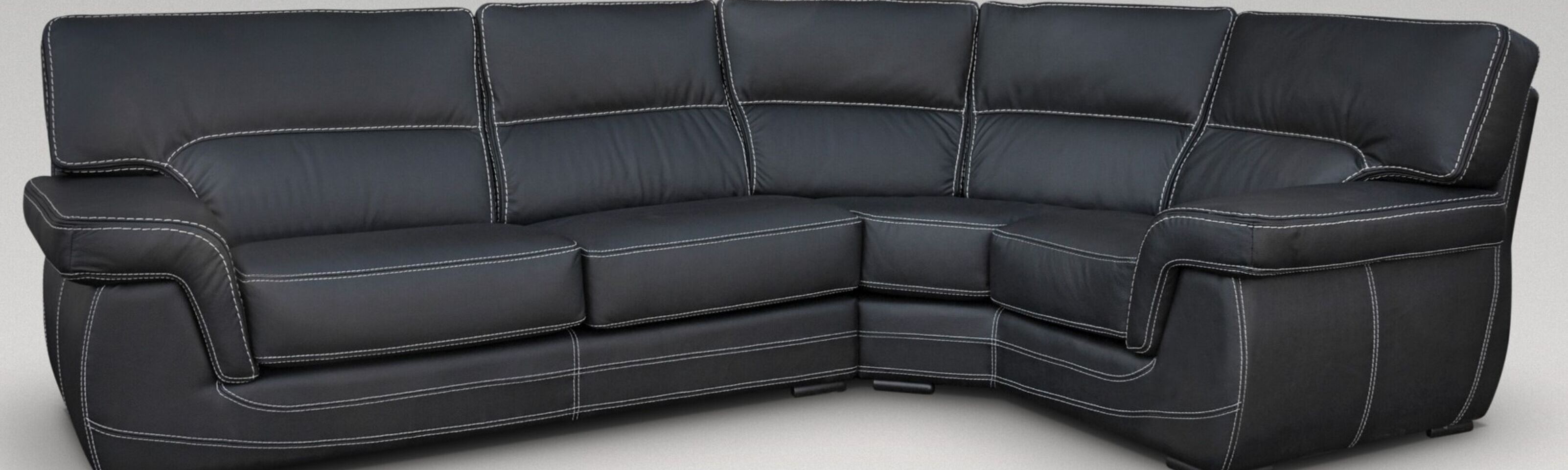 Babylon 3 + Corner + 1 Genuine Italian Black Leather Corner Sofa Group Suite Offer