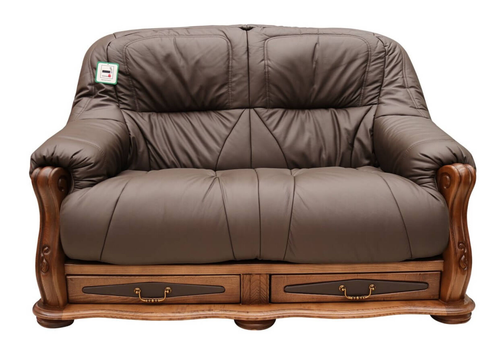 Product photograph of Belgium Storage Drawer Genuine Italian Leather 2 Seater Sofa Settee Chocolate Brown from Designer Sofas 4U