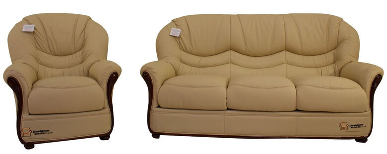Florence 3+1 Genuine Italian Cream Leather Sofa Suite Offer