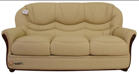 Best Italian Leather Cream 3 Seater Sofa Settee
