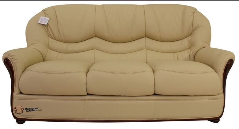 Florence Genuine Italian Leather 3 Seater Sofa Settee Cream