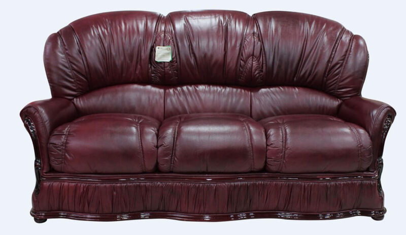 Product photograph of Bologna 3 Seater Genuine Italian Burgandy Leather Sofa Offer from Designer Sofas 4U