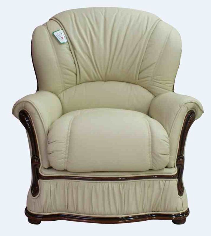 Product photograph of Bologna Armchair Genuine Italian Cream Leather Offer from Designer Sofas 4U