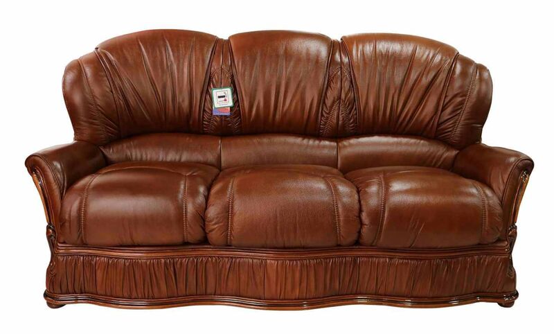 Product photograph of Bologna 3 Seater Genuine Italian Tabak Brown Leather Sofa Offer from Designer Sofas 4U