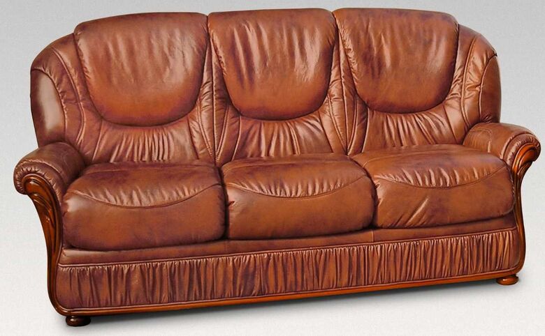 Italian Medium Brown Genoa 3 Seater Sofa | DesignerSofas4U