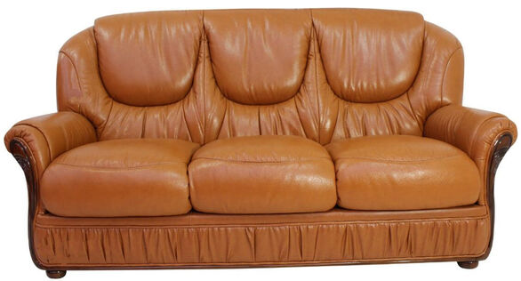 Caronte 3 Seater Tan Italian Leather Sofa Settee