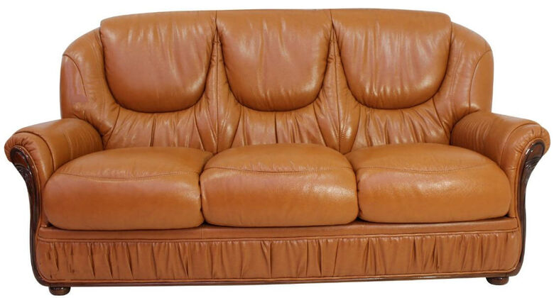 Genoa 3 Seater Genuine Italian Tan Brown Leather Sofa Suite Offer