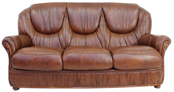 Caronte Italian Leather 3 Seater Tabak Brown Leather