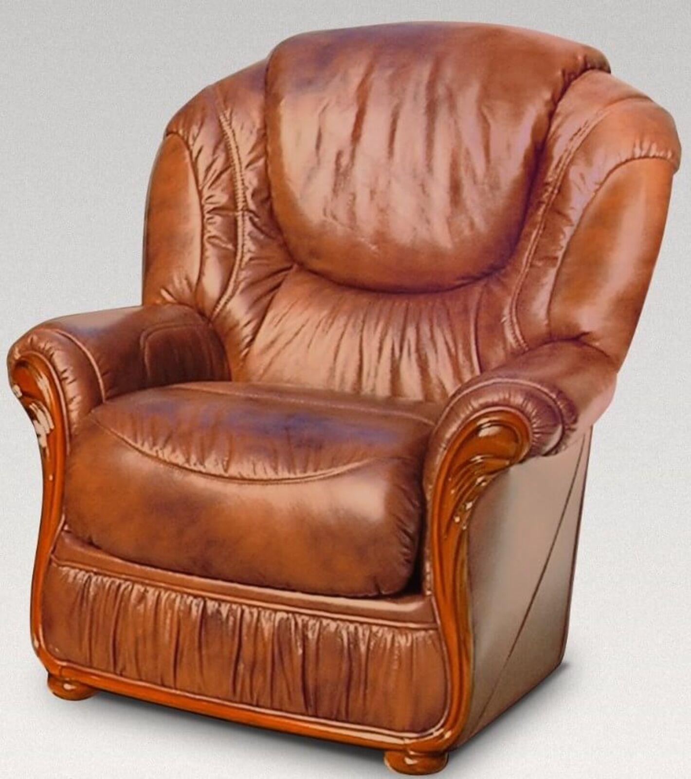 Product photograph of Florida Armchair Genuine Italian Tabak Leather Sofa Offer from Designer Sofas 4U