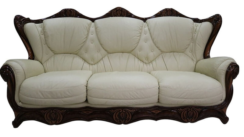 Product photograph of Catania Italian Leather 3 Seater Sofa Cream from Designer Sofas 4U