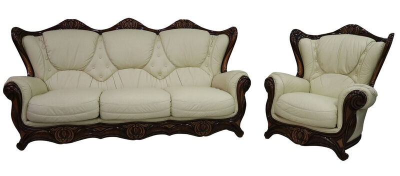 Product photograph of Catania 3 1 1 Cream Italian Leather Sofa Suite from Designer Sofas 4U