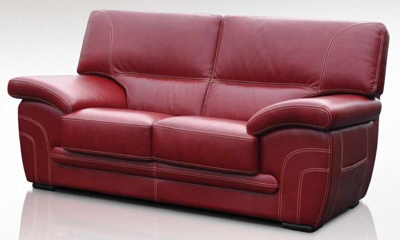 Naples 2 Seater Genuine Italian Red Leather Sofa Offer