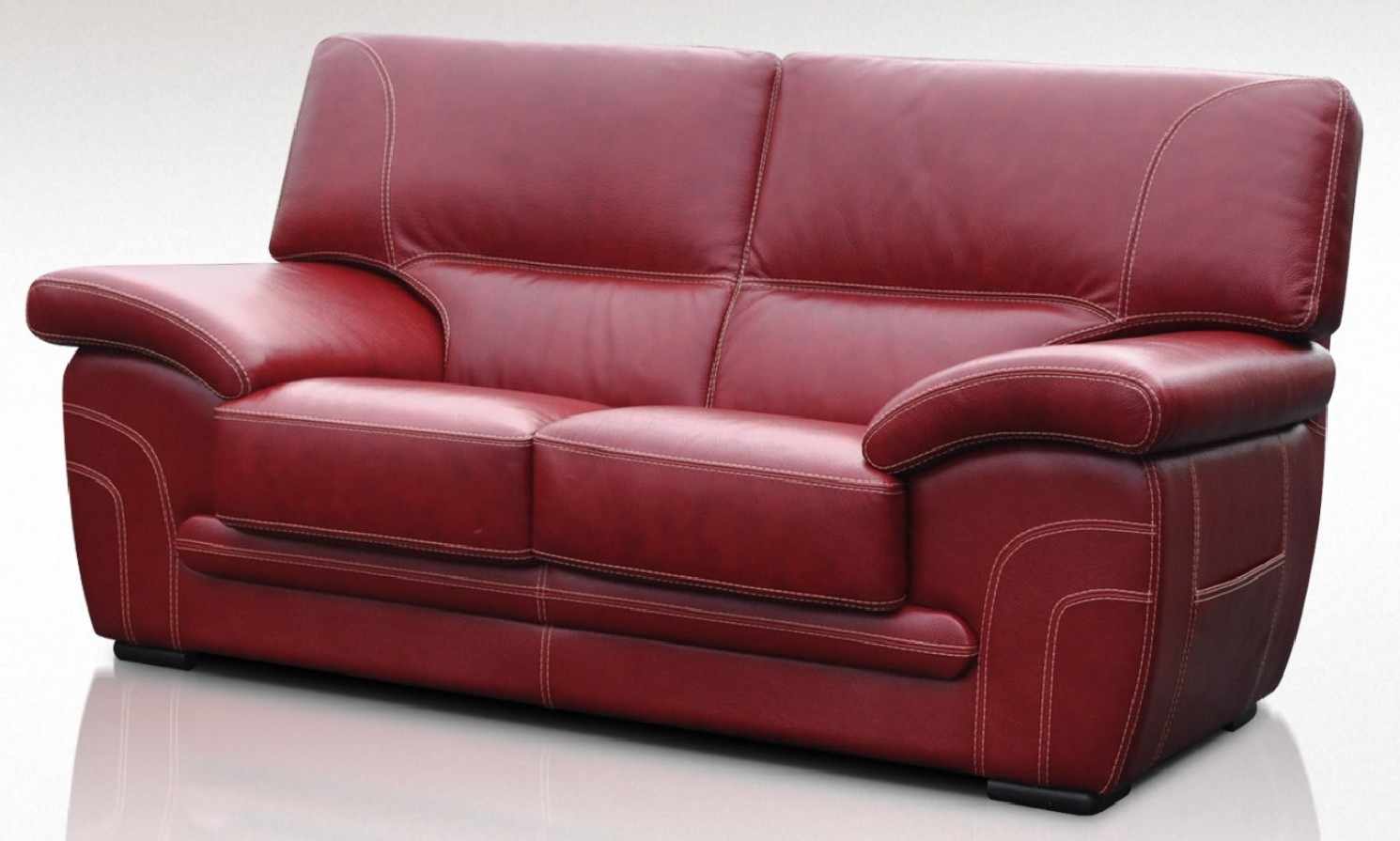 Georgia 2 Seater Genuine Italian Red, Red Sofa Leather