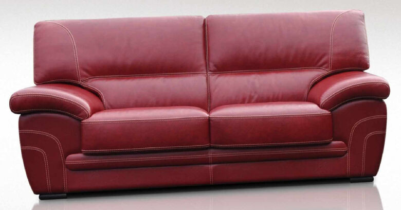 Naples 3 Seater Genuine Italian Red Leather Sofa Offer