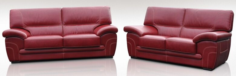 Naples 3 Seater + 2 Seater Genuine Italian Red Leather Sofa Suite Offer