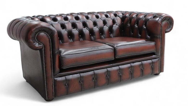 Chesterfield 2 Seater Antique Rust Leather Sofa Offer