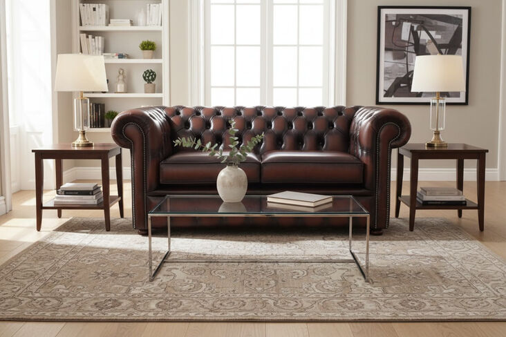Chesterfield 2 Seater Antique Rust Leather Sofa Offer