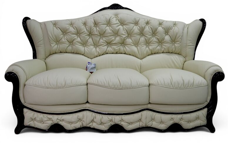 Christina 3 Seater Genuine Italian Leather Cream Sofa Settee Offer