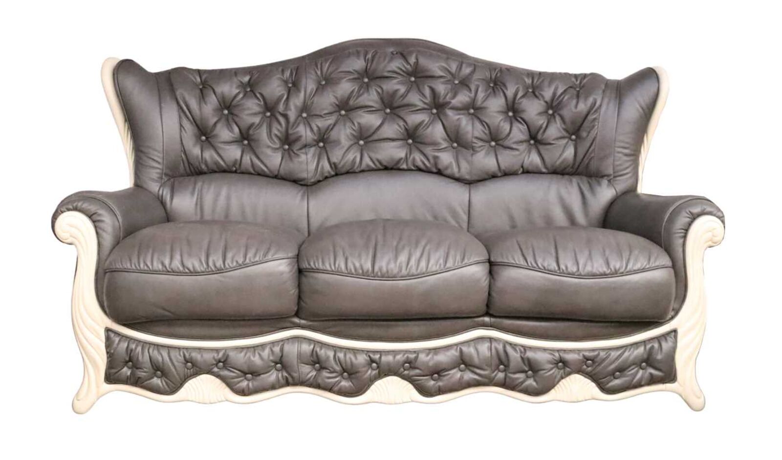 Product photograph of Christina 3 Seater Genuine Italian Leather Dark Grey Sofa Amp Hellip from Designer Sofas 4U