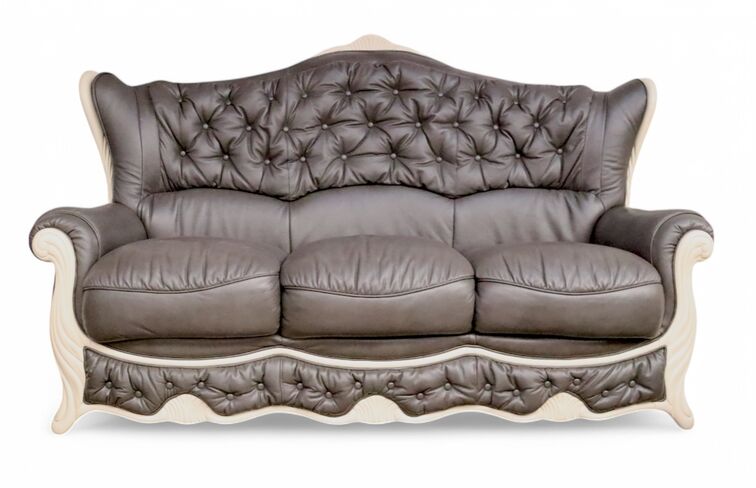 Christina 3 Seater Genuine Italian Leather Dark Grey Sofa Settee Offer