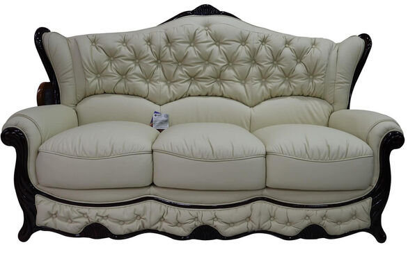Catania 3 Seater Italian Leather Sofa Settee Cream
