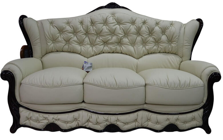 Christina 3 Seater Genuine Italian Leather Cream Sofa Settee Offer