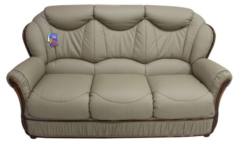 Turin 3 Seater Italian Coffee Milk Leather Sofa Settee Offer