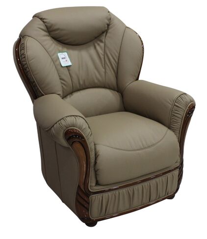 Turin Armchair Genuine Italian Coffee Milk Leather Sofa Offer