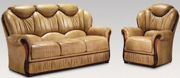 Colleen Italian Leather Sofa Suite Nut