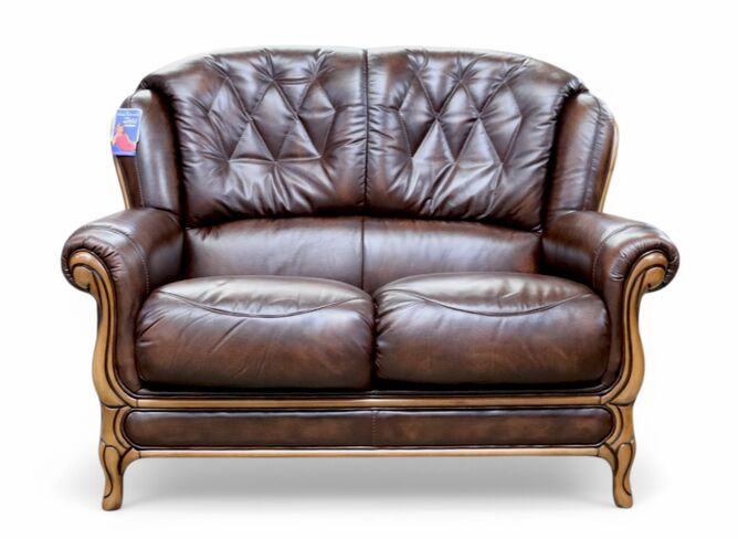 Como 2 Seater Genuine Italian Antique Brown Leather Sofa
