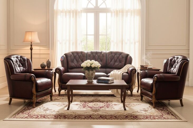 Como 3+1+1 Genuine Italian Antique Oxblood Leather Sofa Suite Offer