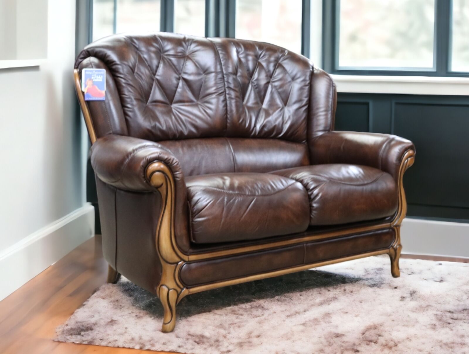 Product photograph of Como 2 Seater Genuine Italian Antique Brown Leather Sofa from Designer Sofas 4U