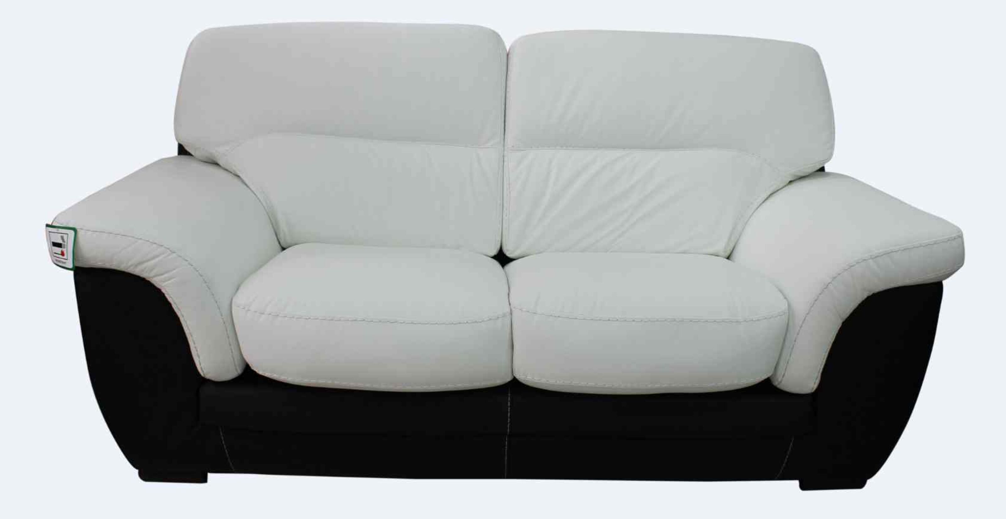 Italian Daniel Leather 2 Seater, Black And White Leather Couch