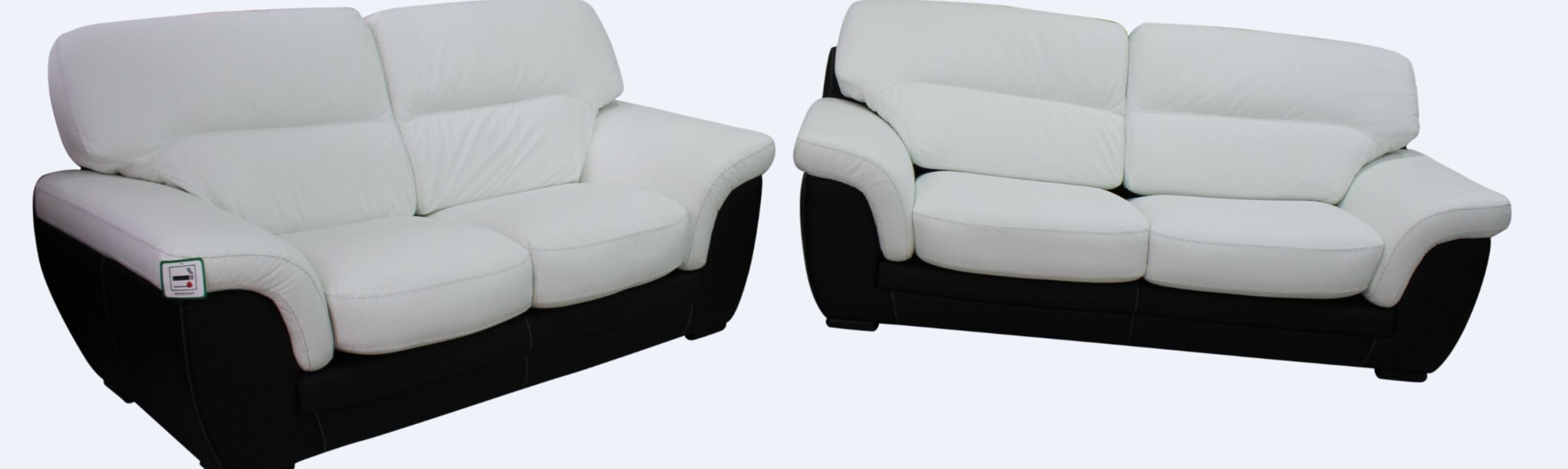 Daniel 3+2 Contemporary Italian Leather Sofa Suite Black White